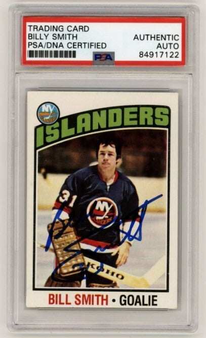 Billy Smith 1976-77 Topps #46 Signed PSA Authentic Auto Blue Islanders HOF-Powers Sports Memorabilia