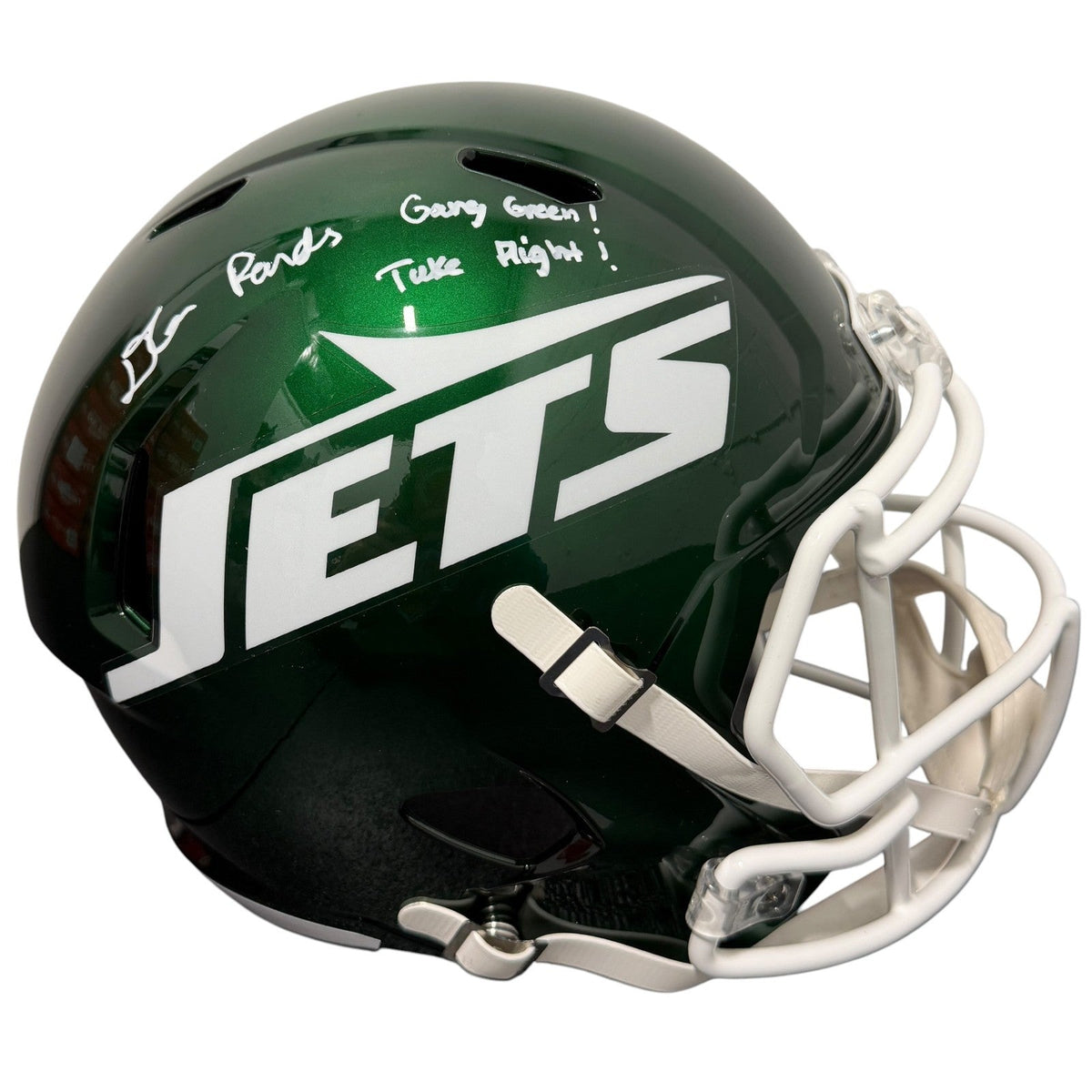 D'Angelo Ponds Signed Jets Speed FS Full Size Helmet w/ 2x Insc JSA Witness Authenticated-Powers Sports Memorabilia