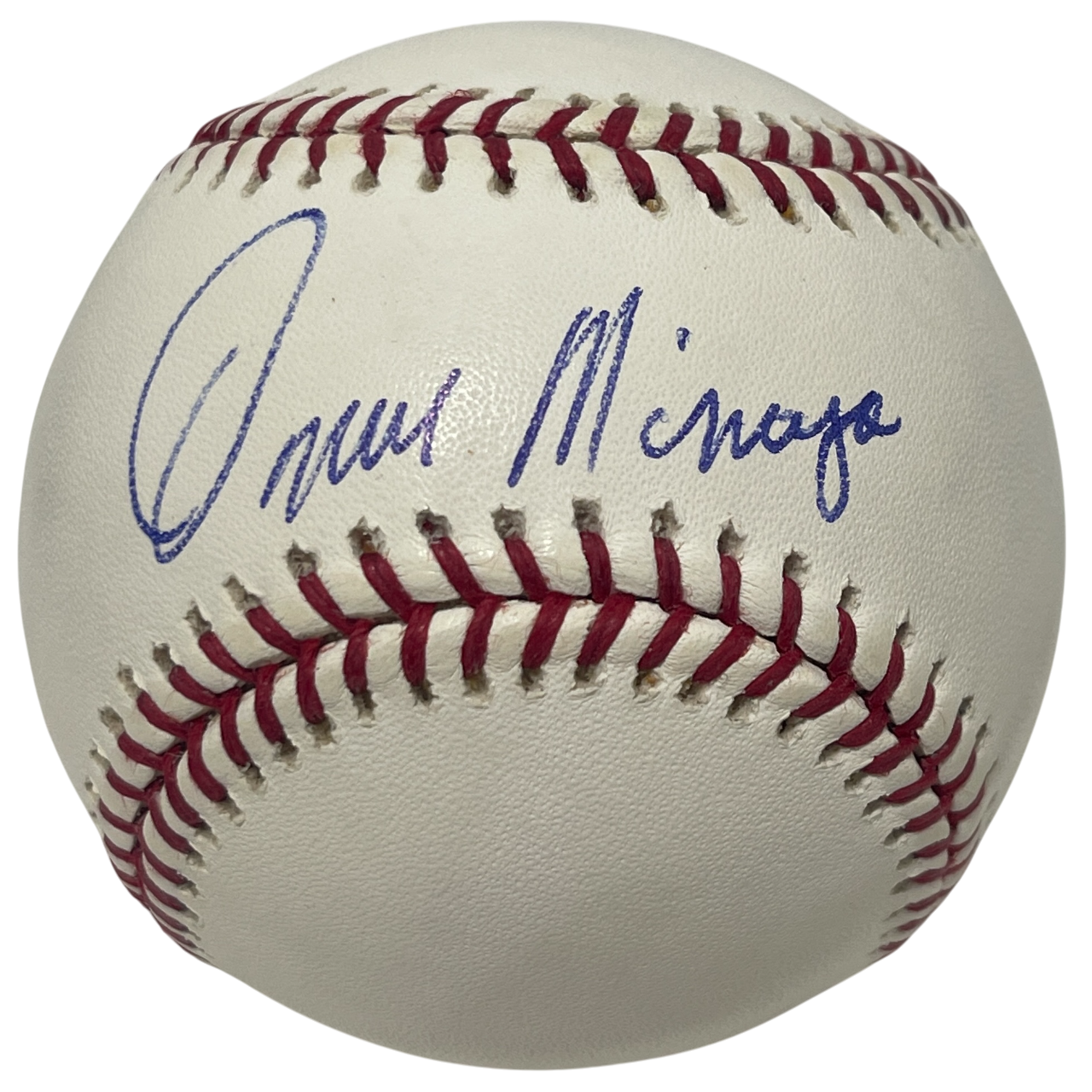 Omar Minaya Signed ROMLB Baseball Oakland Athletics LSCM Authenticated-Powers Sports Memorabilia