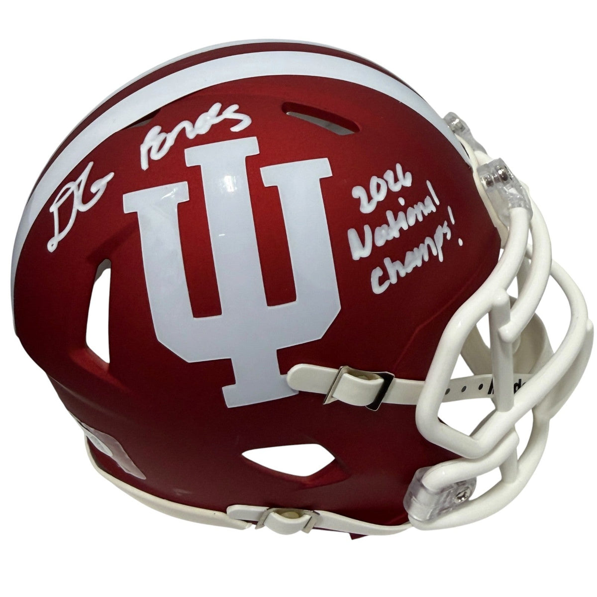 D'Angelo Ponds Signed Indiana Mini Helmet w/ 2026 National Champs! JSA Wit COA-Powers Sports Memorabilia