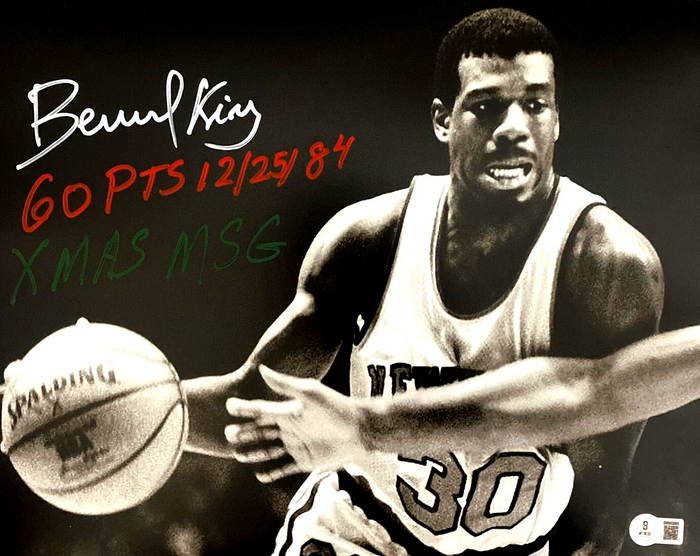 Bernard King Signed New York Knicks 11x14 Photo w/ X MAS Beckett Witness BAS COA-Powers Sports Memorabilia