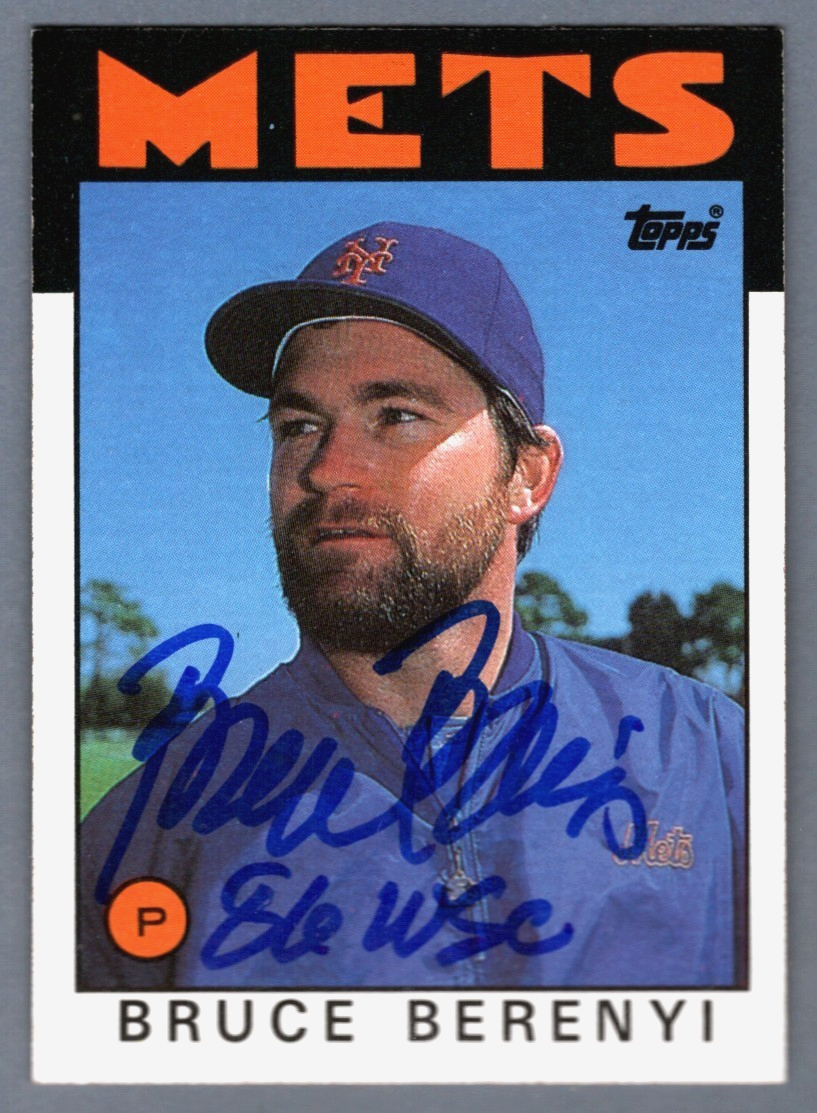 Bruce Berenyi Signed 1986 Topps #339 Rookie RC w/ 86 WSC LSCM COA NY Mets-Powers Sports Memorabilia