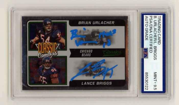 Brian Urlacher Lance Briggs 2021 Panini Classic Combo Dual Signed w Ins PSA 9.5-Powers Sports Memorabilia