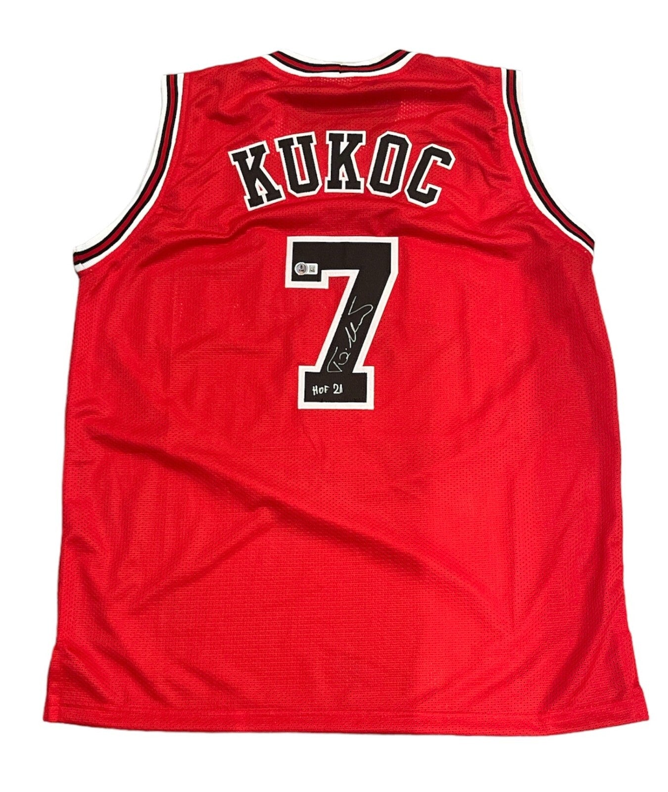 Toni Kukoc Signed Custom Jersey w/ HOF 21 Beckett Witness Authenticated-Powers Sports Memorabilia