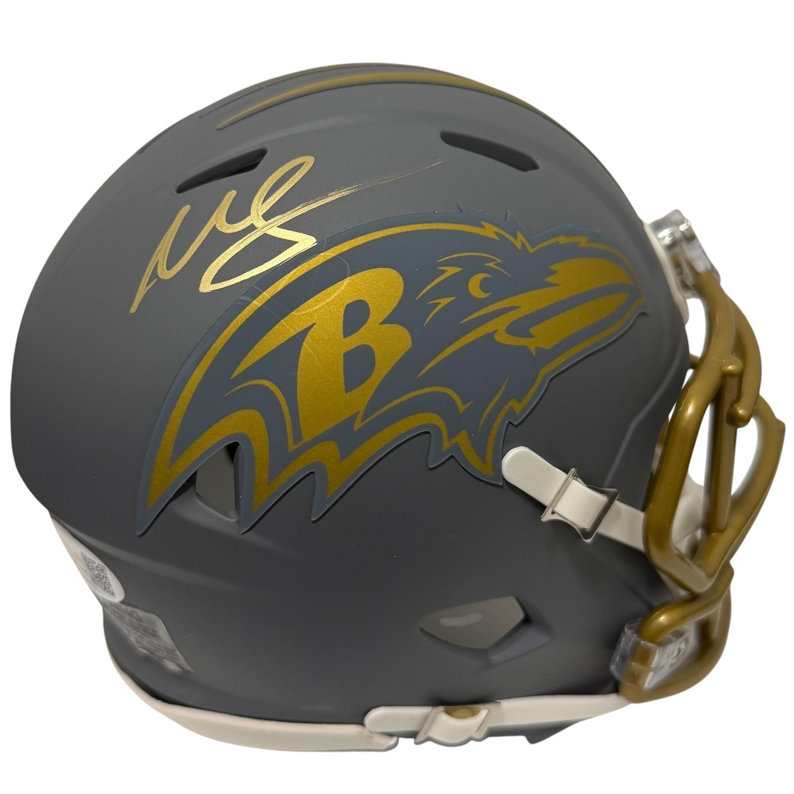 Willis McGahee Signed Baltimore Ravens Slate Mini Helmet JSA Witness Authenticated-Powers Sports Memorabilia