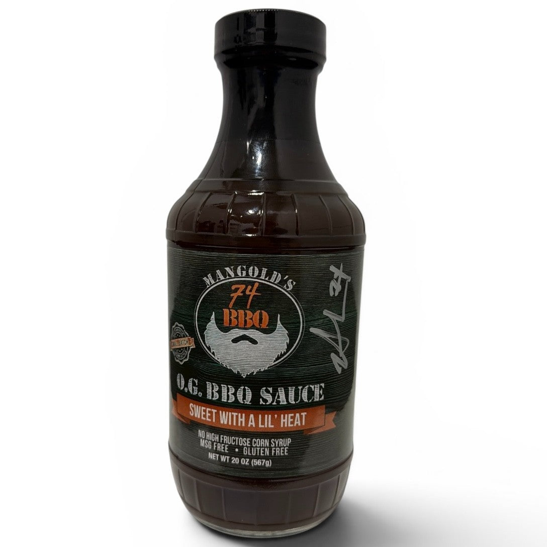 Nick Mangold Signed Autographed Mangold's 74 BBQ O.G. Sauce Jar JSA COA Jets-Powers Sports Memorabilia