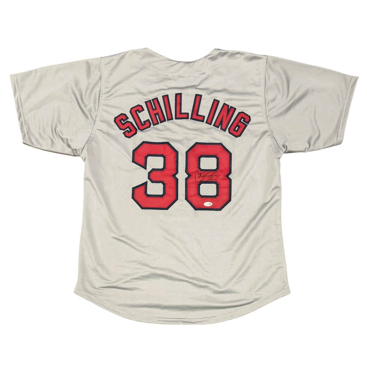 Curt Schilling Signed Custom Jersey JSA Witness Authenticated - Grey Jersey-Powers Sports Memorabilia