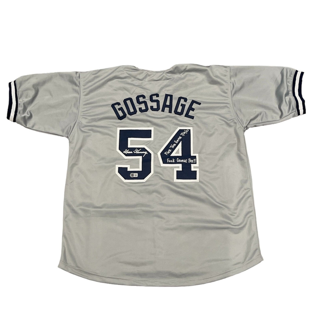 Goose Gossage Signed Yankees Custom Jersey F Brett Pine Tar Insc Beckett BAS COA-Powers Sports Memorabilia