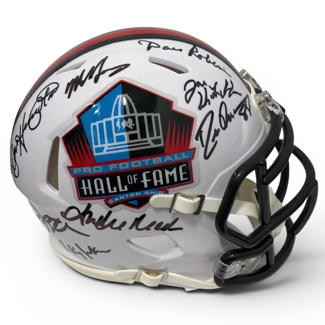 NFL Hall of Fame Multi Signed HOF Logo Mini Helmet w/ 15 Autos Beckett W Beckett Authenticated-Powers Sports Memorabilia