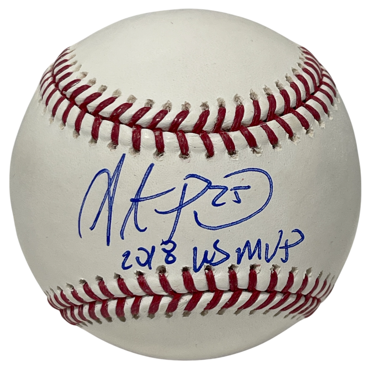 Steve Pearce Signed ROMLB Baseball w/ 2018 WS MVP Insc Beckett Witness Authenticated-Powers Sports Memorabilia