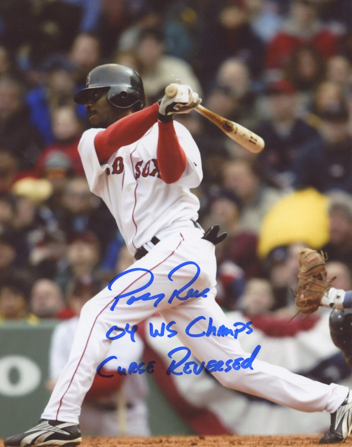 Pokey Reese Signed Red Sox 8x10 Photo w/ 04 WSC + Cruse Reversed LSCM COA-Powers Sports Memorabilia