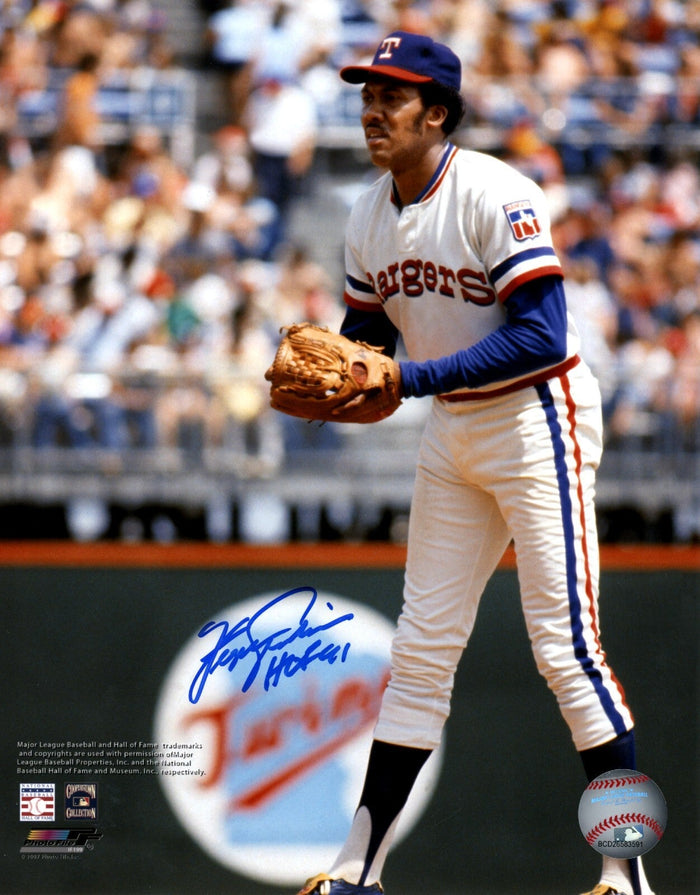 Fergie Jenkins Signed Texas Rangers 8x10 Photo File w/ HOF 91 LSCM Authenticated-Powers Sports Memorabilia