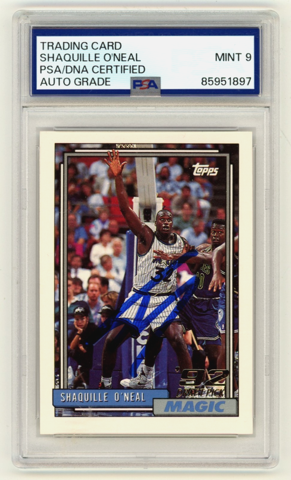 Shaquille O'Neal 1992-93 Topps #362 Rookie RC Signed PSA 9 Auto Shaq-Powers Sports Memorabilia
