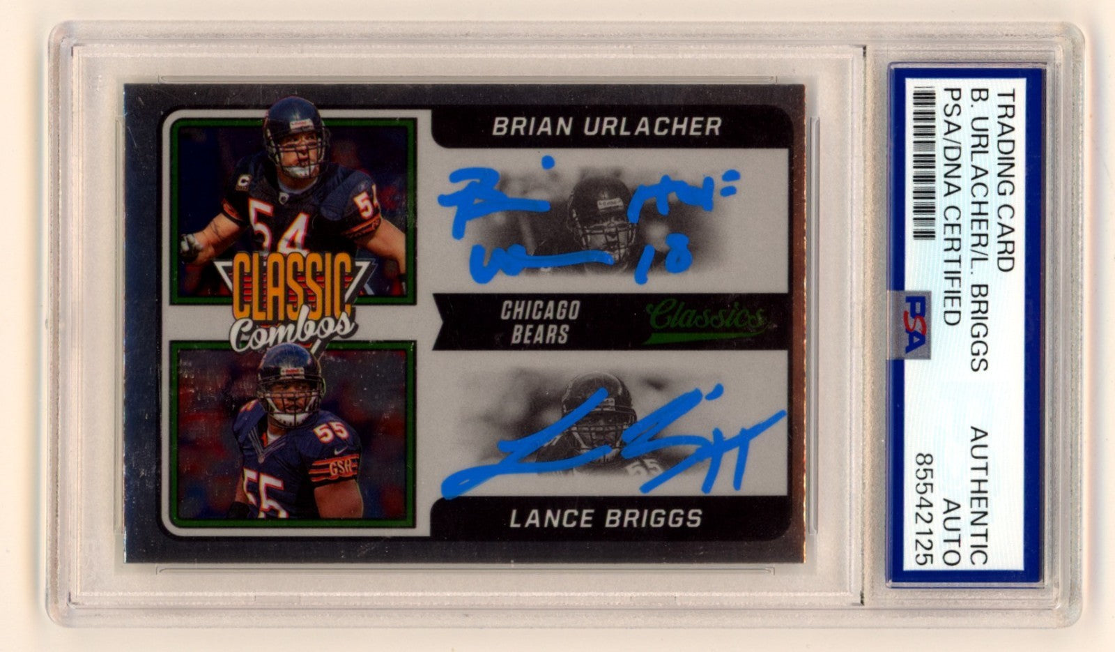 Brian Urlacher Lance Briggs 2021 Panini Classic Combo Dual Signed w Ins PSA Auto-Powers Sports Memorabilia