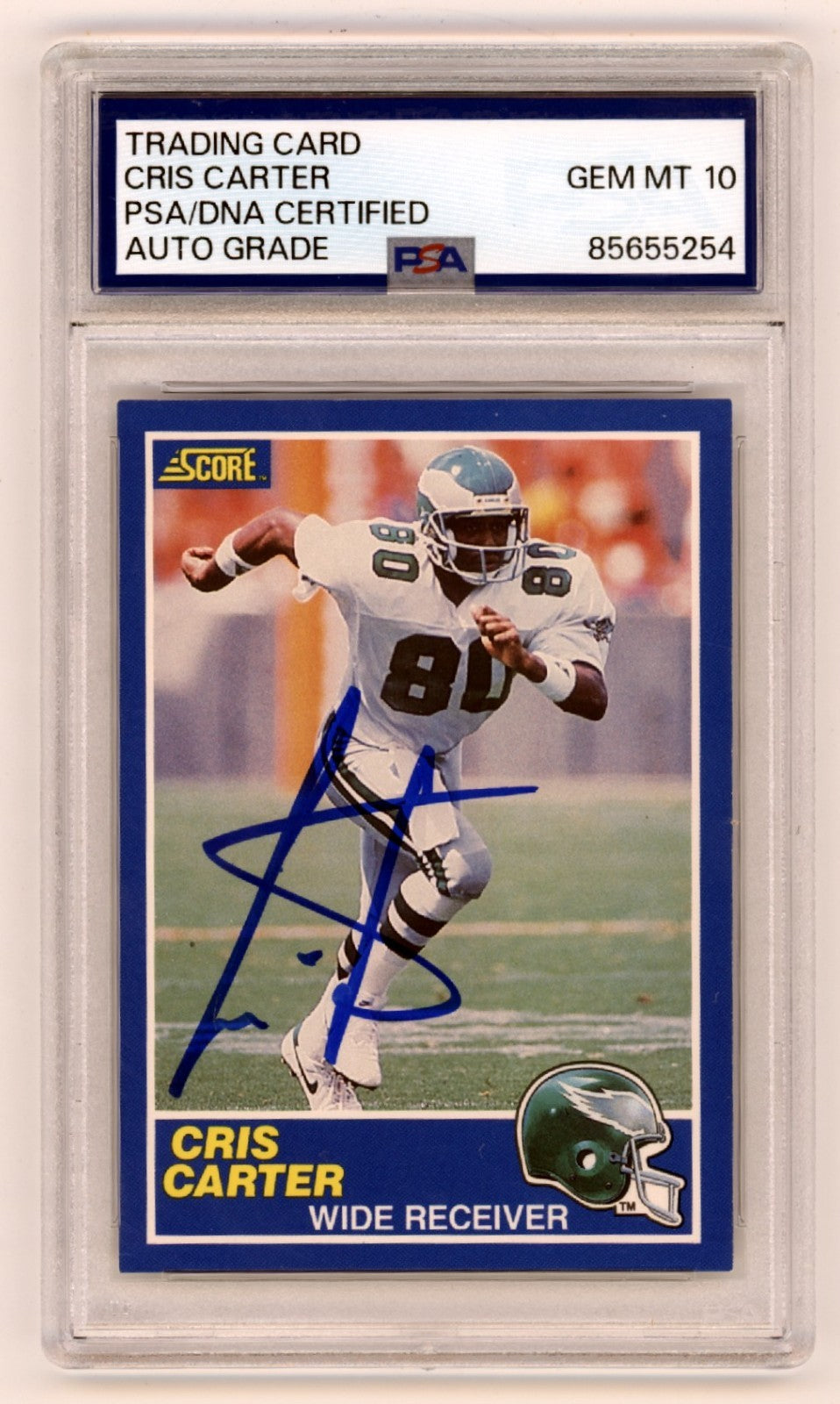 Cris Carter 1989 Score Football #72 Signed Rookie RC PSA 10 Auto Eagles Vikings-Powers Sports Memorabilia
