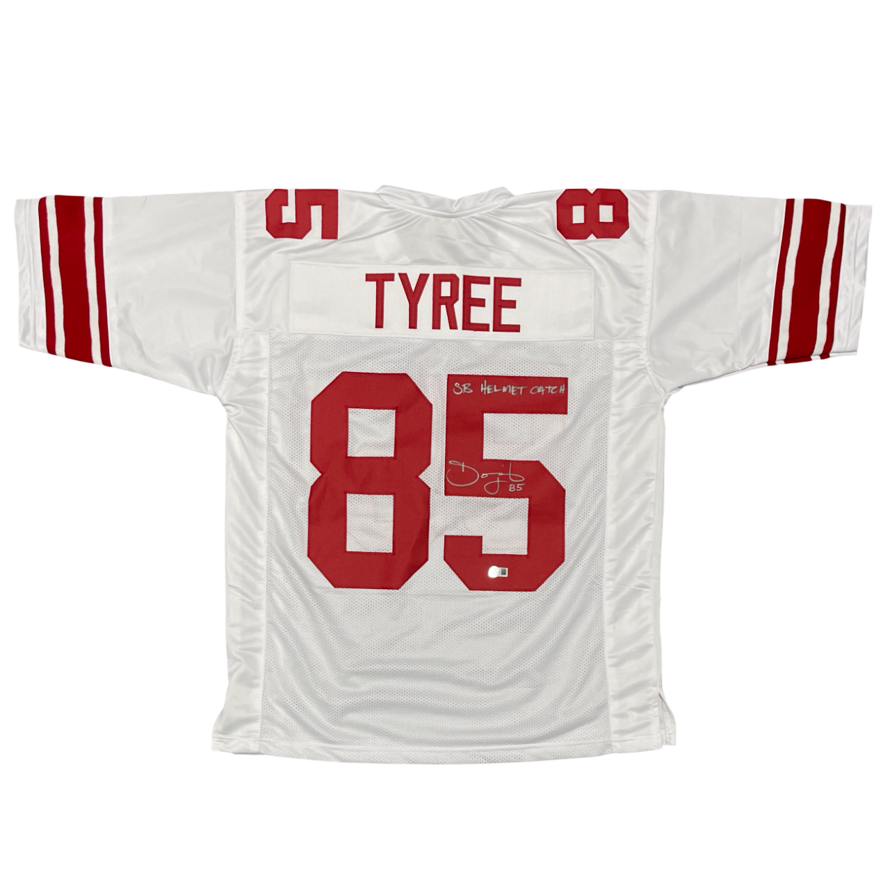 David Tyree Signed Custom Jersey w/ SB Helmet Catch Beckett Witness Authenticated-Powers Sports Memorabilia