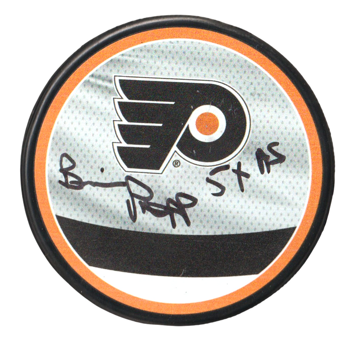 Brian Propp Signed Philadelphia Reverse Retro Puck w/ 5x AS Beckett Witness Authenticated-Powers Sports Memorabilia
