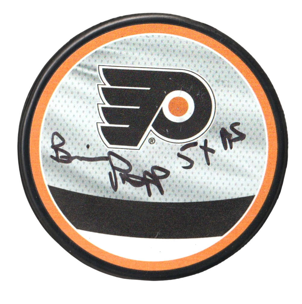 Brian Propp Signed Philadelphia Reverse Retro Puck w/ 5x AS Beckett Wit BAS COA-Powers Sports Memorabilia