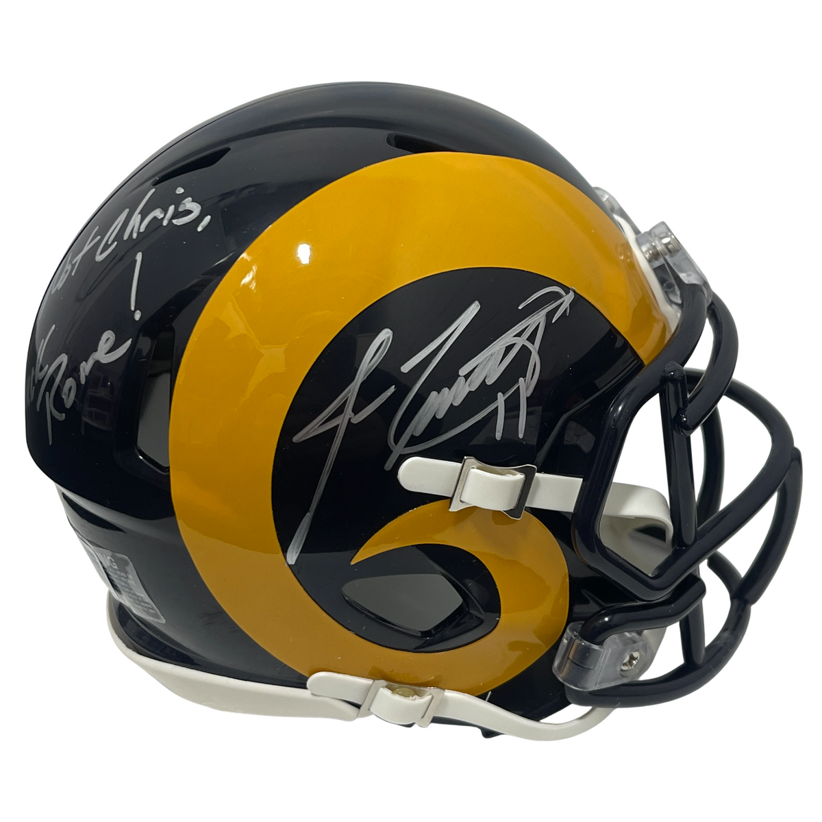 Jim Everett Signed Rams TB Mini Helmet Not Chris F**K Jim Rome Beckett W Beckett Authenticated-Powers Sports Memorabilia