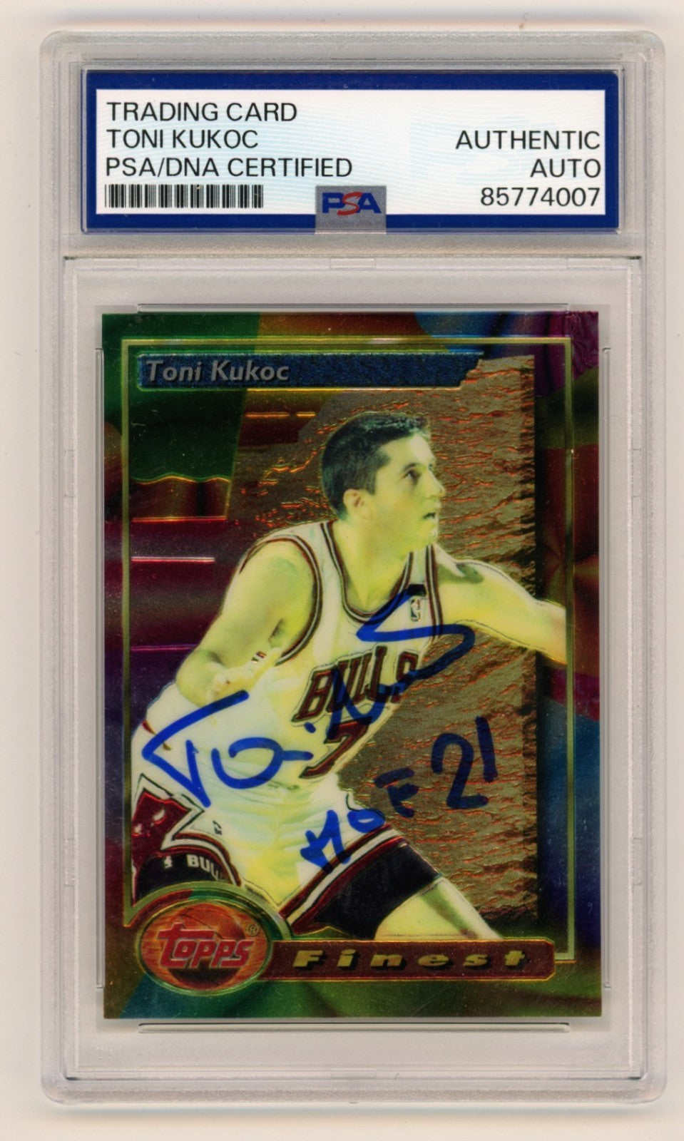 Toni Kukoc 1993-94 Topps Finest 14 Rookie RC w/ HOF 21 Signed PSA/DNA Authenticated-Powers Sports Memorabilia