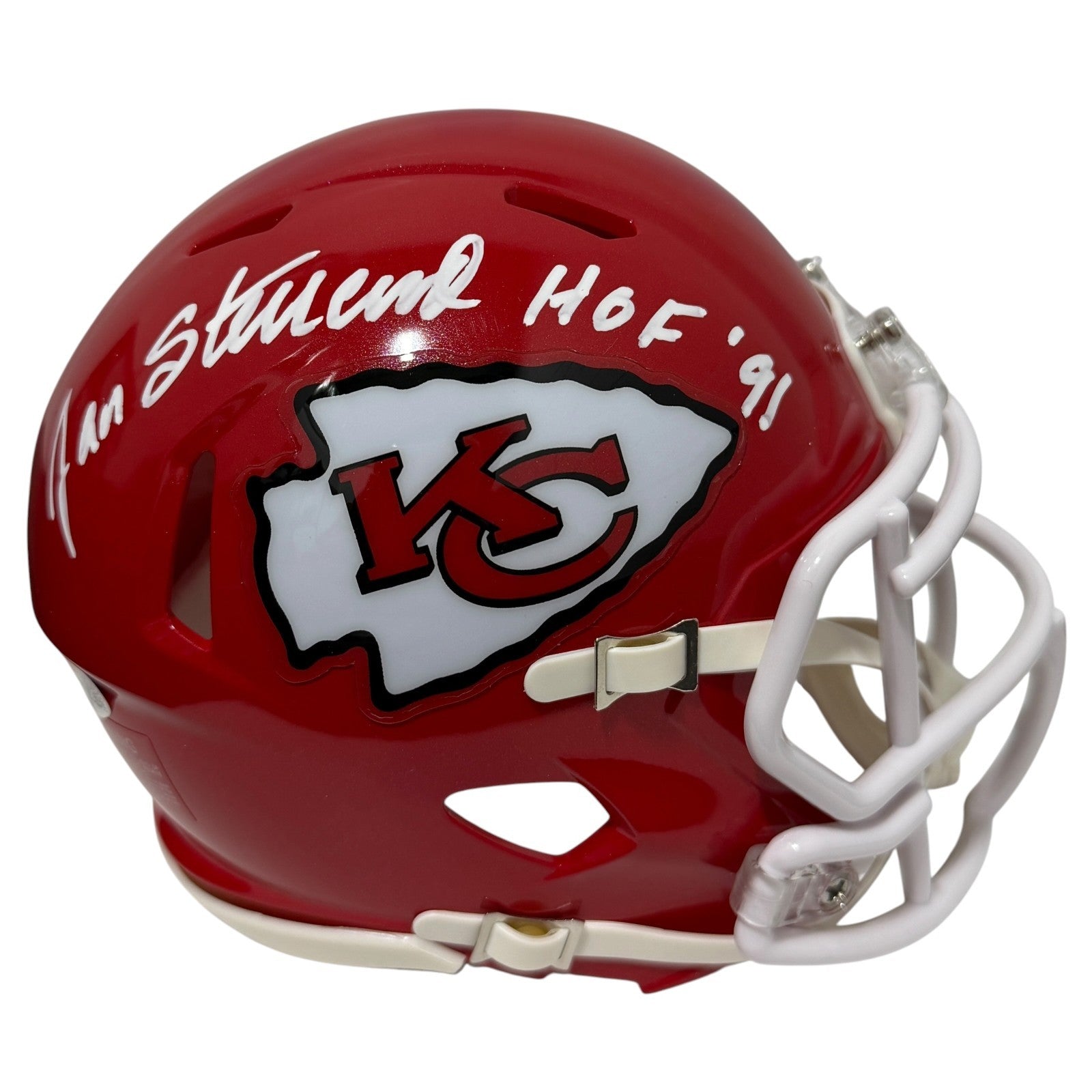 Jan Stenerud Signed Chiefs Speed Mini Helmet w/ HOF 91 JSA Witness Authenticated-Powers Sports Memorabilia