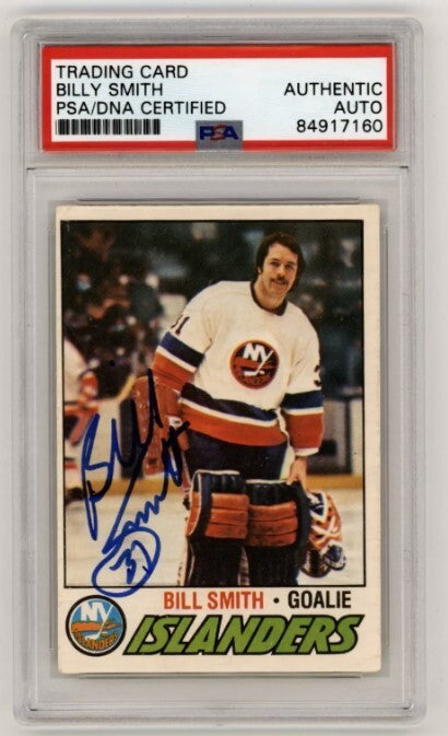 Billy Smith 1977-78 O-Pee-Chee OPC #229 Signed PSA Authentic Blue Auto NYI HOF-Powers Sports Memorabilia
