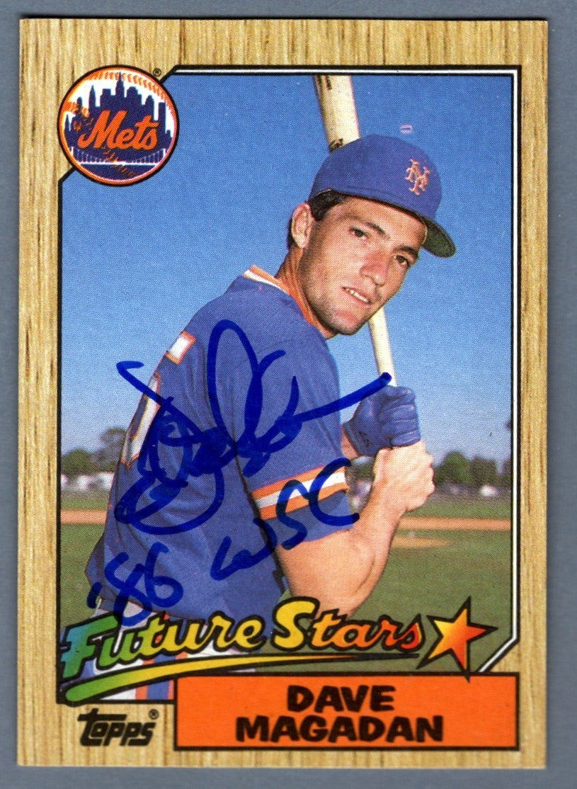 Dave Magadan Signed 1987 Topps #512 Rookie RC w/ 86 WSC LSCM Authenticated-Powers Sports Memorabilia