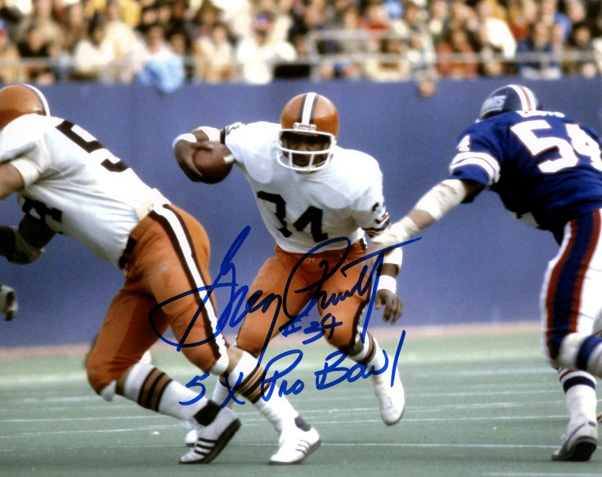 Greg Pruitt Signed Cleveland Browns 8x10 Photo w/ 5x Pro Bowl LSCM Authenticated #1-Powers Sports Memorabilia