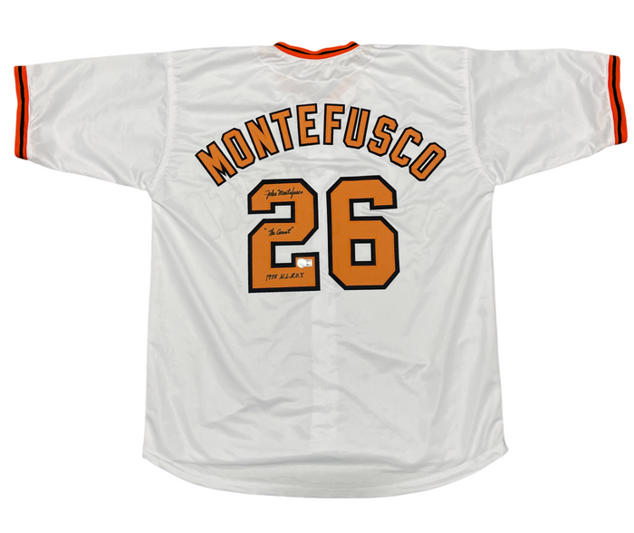 John Montefusco Signed SF Giants Custom Jersey w/ 2 Insc ROY Beckett Wit BAS COA-Powers Sports Memorabilia