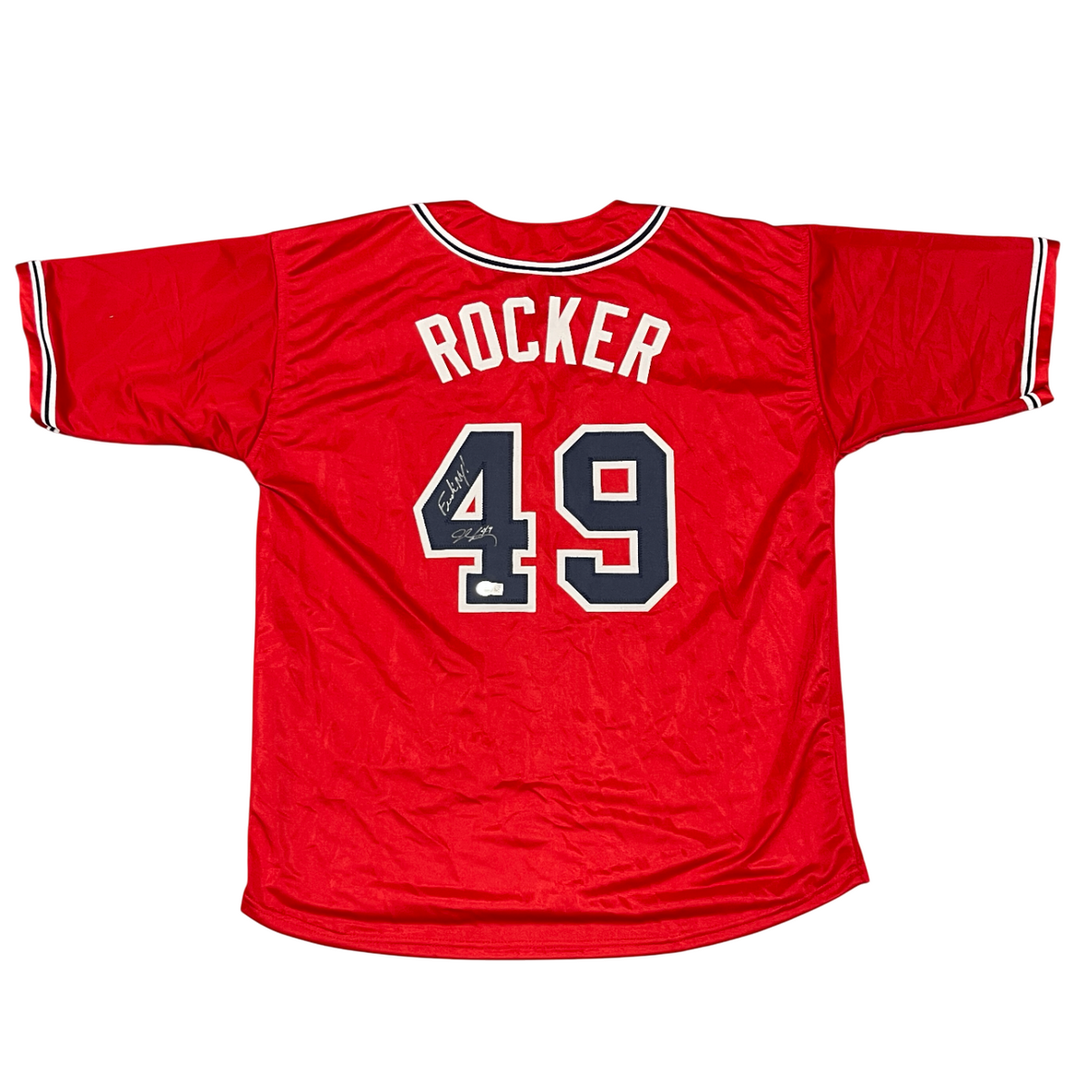 John Rocker Signed Braves Custom Jersey w/ F**K NY Beckett Witness BAS COA-Powers Sports Memorabilia