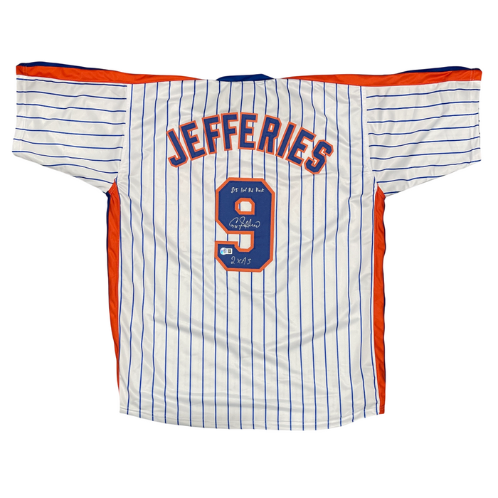 Gregg Jefferies Signed Mets Custom Jersey w/ 2 Insc Beckett Witness BAS COA-Powers Sports Memorabilia