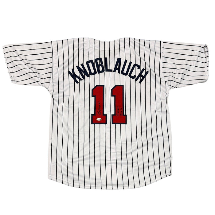 Chuck Knoblauch Signed Minnesota Twins Custom Jersey w/ 3 Insc. JSA Witness COA-Powers Sports Memorabilia