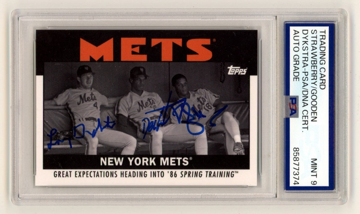 Dykstra Gooden Strawberry 2021 Topps Once Upon a Time #34 Signed PSA 9 Auto-Powers Sports Memorabilia