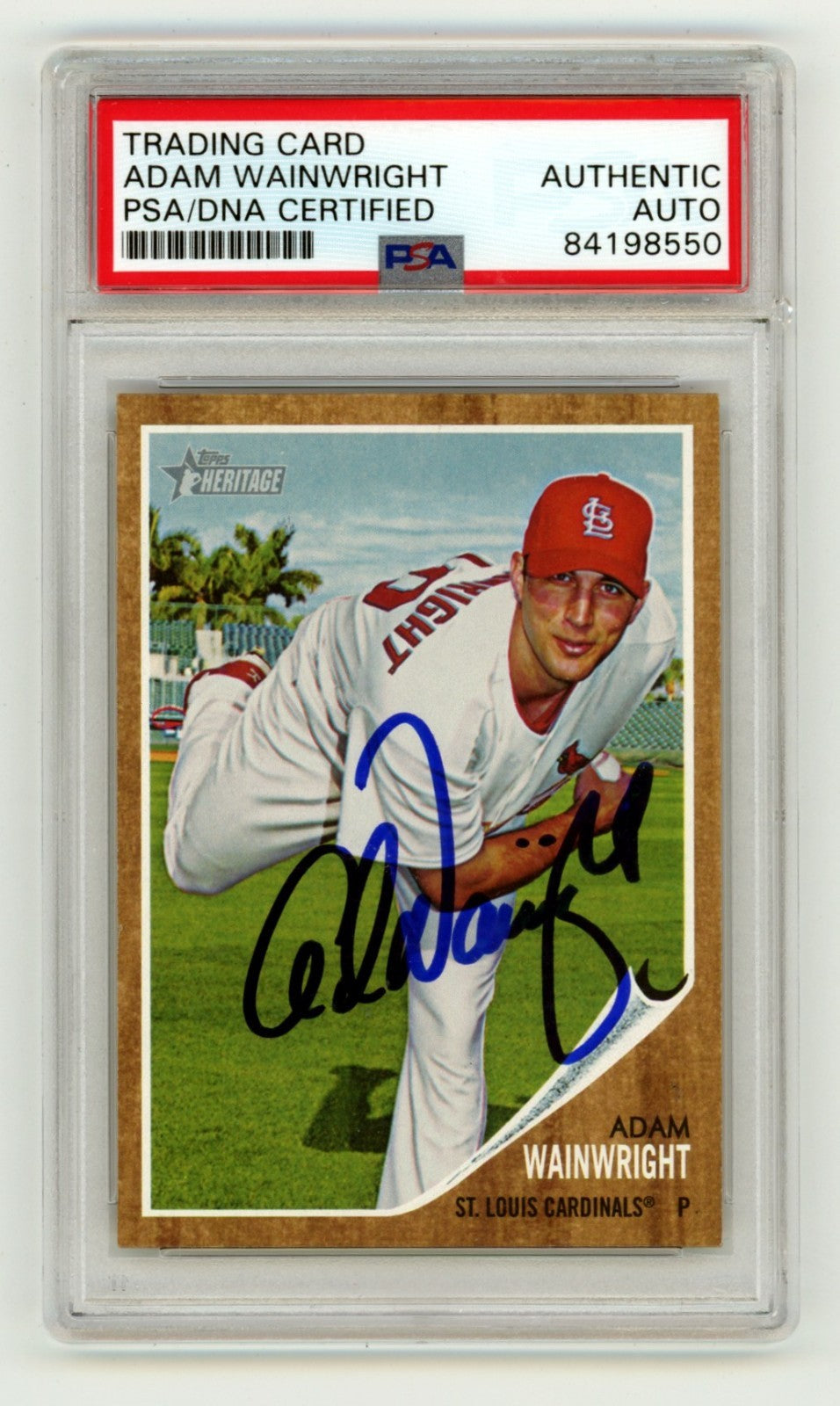 Adam Wainwright 2011 Topps Heritage #285 Signed Autograph PSA Authentic Auto-Powers Sports Memorabilia