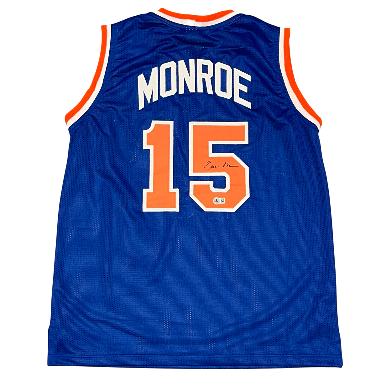 Earl Monroe Signed Custom Jersey Beckett Witness Authenticated - Blue Jersey-Powers Sports Memorabilia