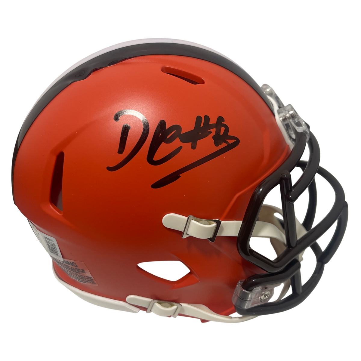 David Njoku Signed Cleveland Browns Speed Mini Helmet Beckett Witness Authenticated-Powers Sports Memorabilia