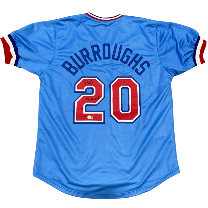 Jeff Burroughs Signed Texas Rangers Custom w/ 74 AL MVP Jersey Beckett W BAS COA-Powers Sports Memorabilia