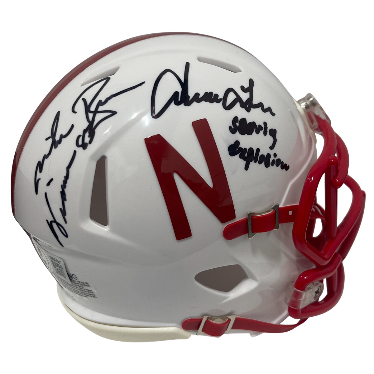 Mike Rozier & Irving Fryar Signed Nebraska Mini Helmet w/ Insc Beckett W Beckett Authenticated-Powers Sports Memorabilia