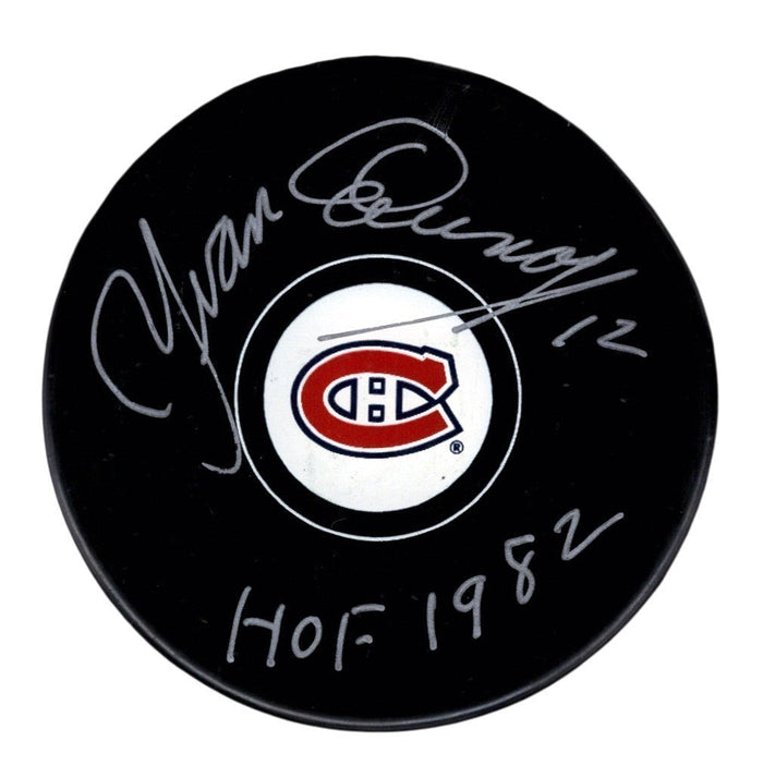 Yvan Cournoyer Signed Montreal Canadians Puck HOF 1982 JSA Authenticated-Powers Sports Memorabilia