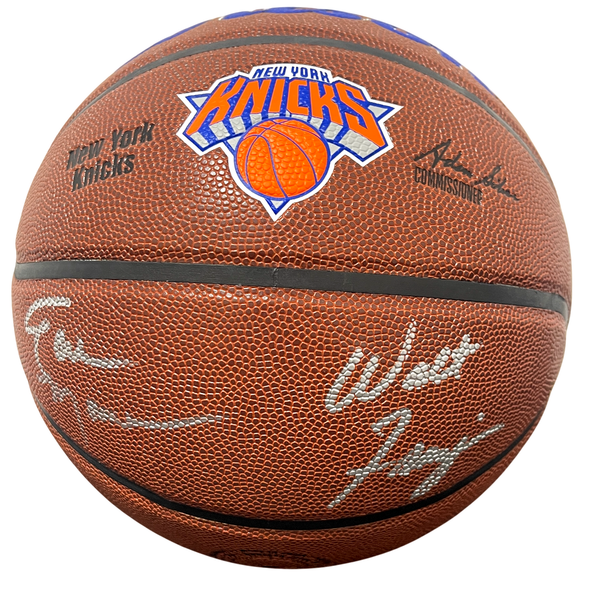 Earl Monroe Walt Frazier Dual Signed Wilson Knicks Basketball Beckett W BAS COA-Powers Sports Memorabilia
