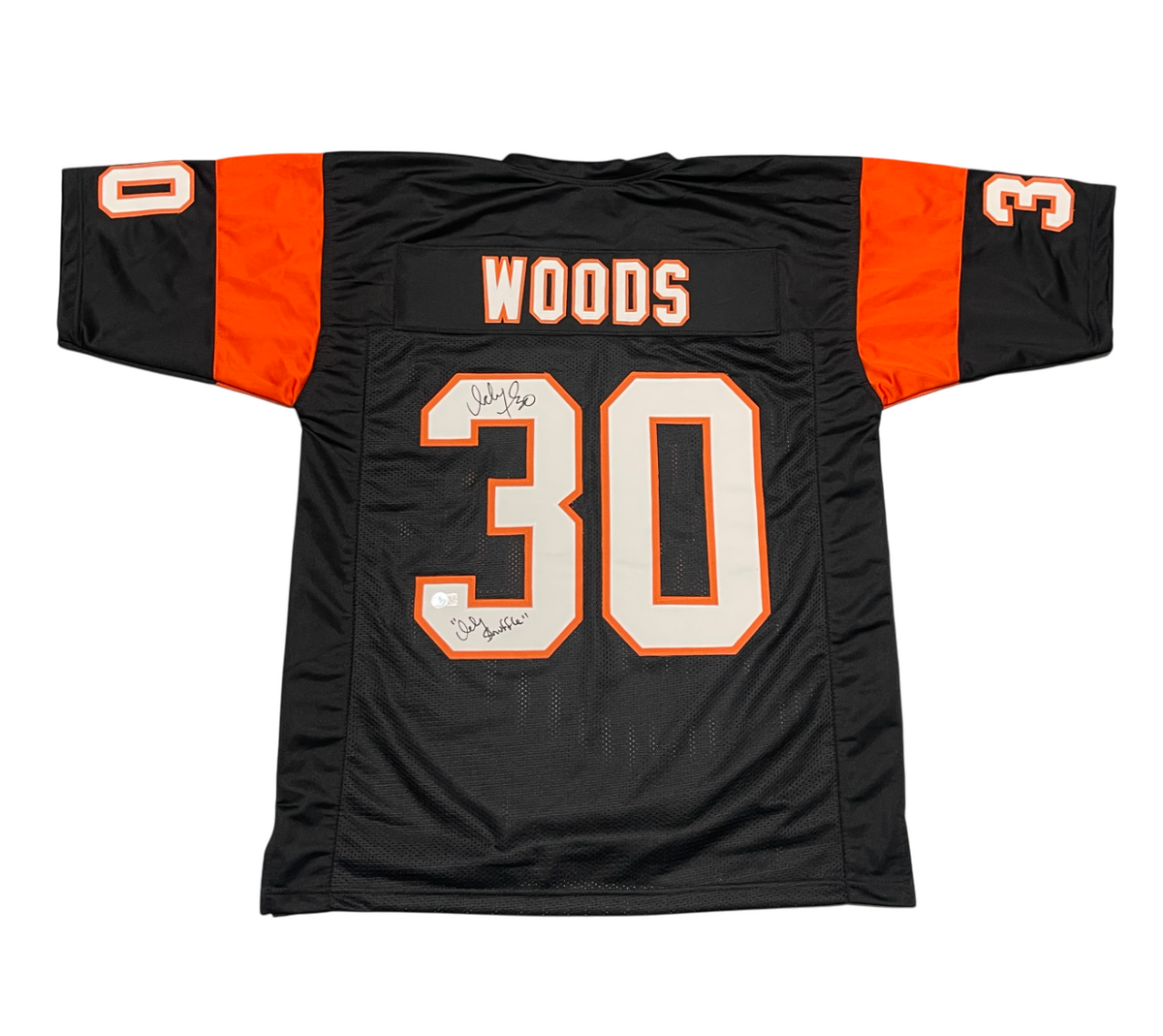 Ickey Woods Signed Bengals Custom w/ Ickey Shuffle Jersey Beckett BAS COA-Powers Sports Memorabilia