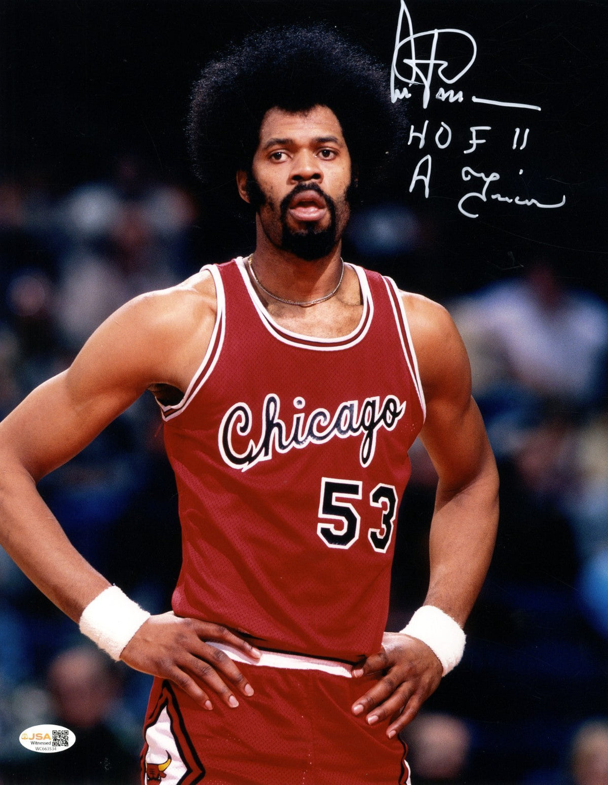 Artis Gilmore Signed Chicago Bulls 11x14 Photo w/ HOF 11 & A Train JSA Wit. COA-Powers Sports Memorabilia