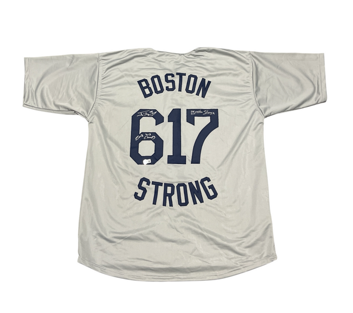 Jonny Gomes Signed Boston Strong Custom Jersey w/ 2 Ins Beckett Witness BAS COA-Powers Sports Memorabilia
