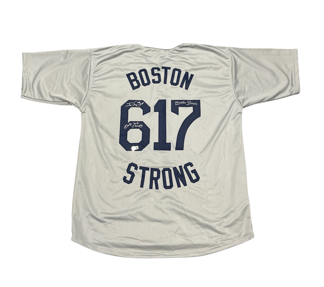 Jonny Gomes Signed Boston Strong Custom Jersey w/ 2 Ins Beckett Witness Authenticated-Powers Sports Memorabilia
