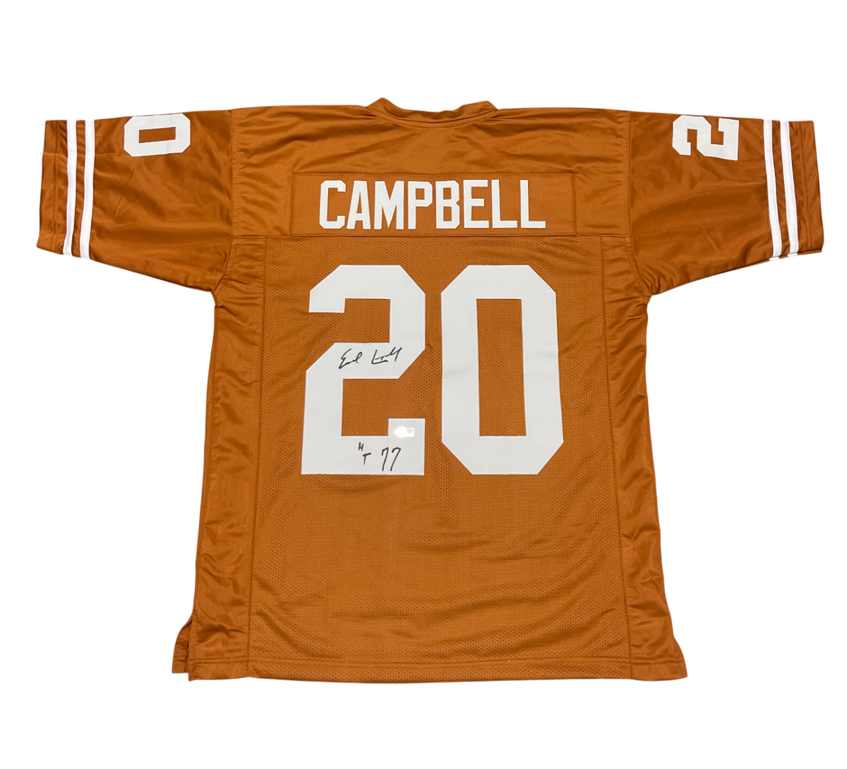 Earl Campbell Signed Texas Longhorns Custom Jersey w/ HT 77 Beckett W BAS COA-Powers Sports Memorabilia