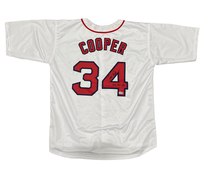 Scott Cooper Signed Boston Red Sox Custom Jersey w/ 93-94 AS Beckett Wit BAS COA-Powers Sports Memorabilia