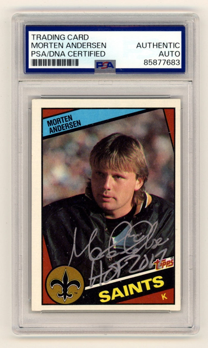 Morten Andersen 1984 Topps #300 Signed Auto RC w/ HOF 2017 PSA/DNA Authenticated-Powers Sports Memorabilia