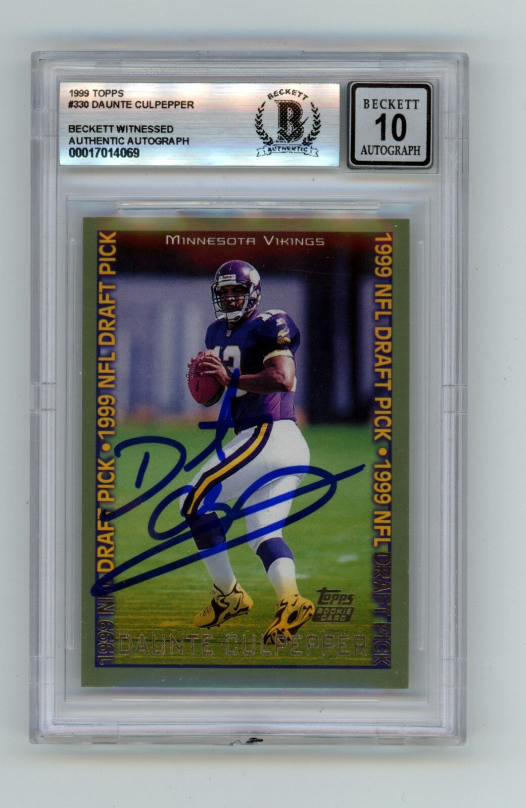 Daunte Culpepper 1999 Topps #330 Rookie RC Signed Beckett BGS 10 Auto Vikings-Powers Sports Memorabilia