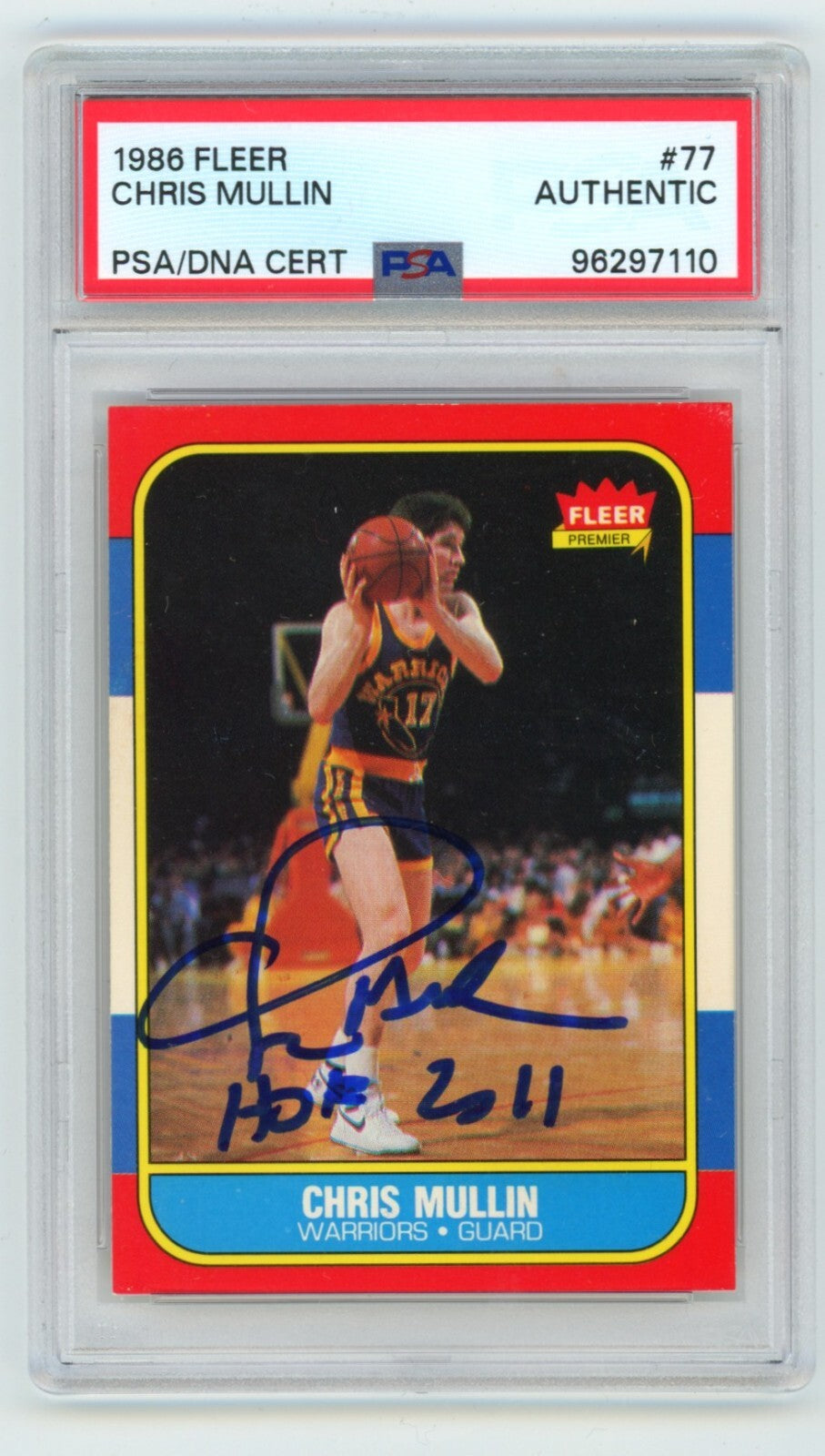 Chris Mullin 1986-87 Fleer #77 Rookie RC Signed w/ HOF 2011 PSA/DNA Authenticated-Powers Sports Memorabilia