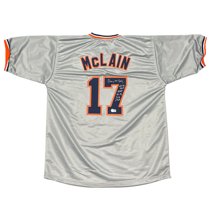Denny McLain Signed Detroit Tigers Custom Jersey w/ 3 Insc Beckett Wit BAS COA-Powers Sports Memorabilia